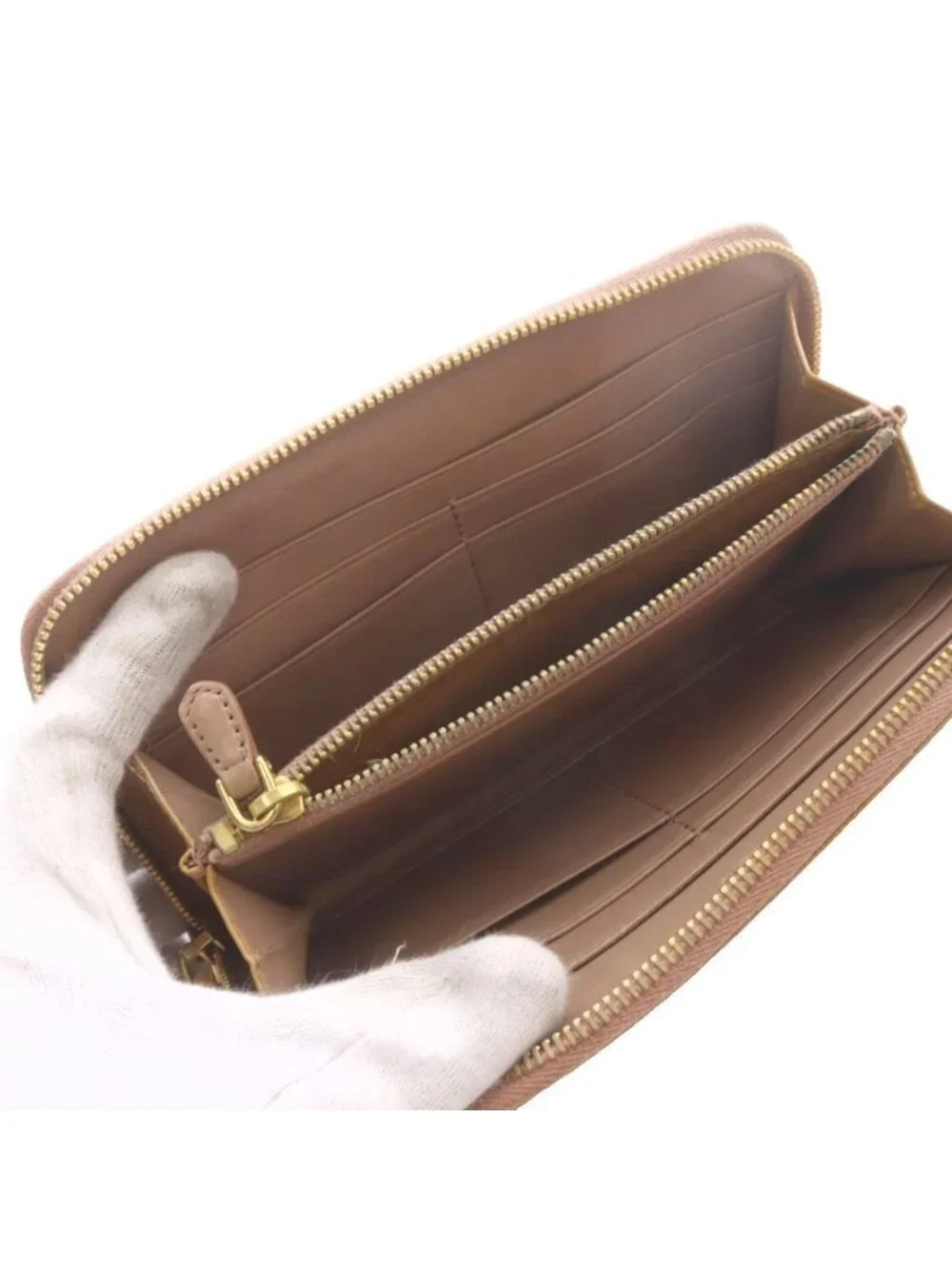 Prada Zip Around Wallet Logo Brown